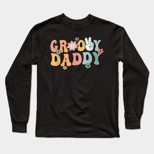 Groovy Daddy Retro Dad Matching Family 1st Birthday Party Long Sleeve T-Shirt